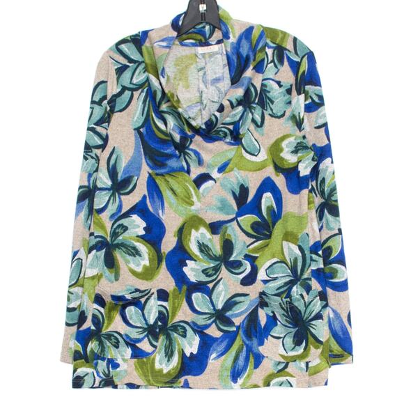 LOGO Lori Goldstein Sweater Boho Coastal Grandma Cottage Cowl Floral Size Medium - Picture 1 of 4